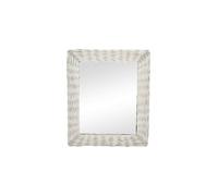 Fíjalo Espejo mimbre cristal trenzado blanco.