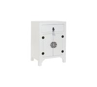 Fíjalo Mesita de noche abeto mdf 45 x 34 x 66 oriental blanco.