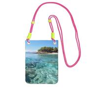 Fiji Island And Clear Sea - Monedero para teléfono celular para mujer, funda para teléfono celular, bolsa tipo cartera con correa para el hombro fucusia, bolsa de viaje