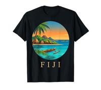 Fiji Island Paradise Tropical Coast Vintage Retro Viajes Camiseta