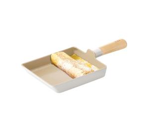 FIKA Kitchen - Sartén rectangular antiadherente para tamagoyaki de 6 pulgadas con mango de madera, sartén japonesa para tortillas, utensilios de cocina compatibles con inducción, sartén Tamago de