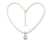 Fiklon Delicado collar de cruz de perlas para mujer, chapado en oro de 18 quilates con colgante de cruz, joyería religiosa de fe cristiana, regalo de confirmación de bautizo, primera comunión, regalo