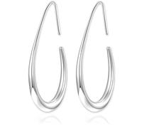Fiklon Pendientes de aro con forma de lágrima para mujer, chapados en oro de 18 quilates, diseño de arco iris, grandes, simples, ovalados, colgantes, de acero inoxidable, joyería ligera, Grande, Acero