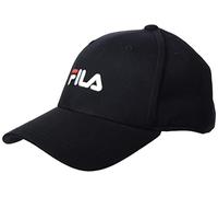 FILA Brasov-6 Paneles con Logotipo Lineal, Correa Trasera Gorra de béisbol, Negro, Talla única Unisex Adulto