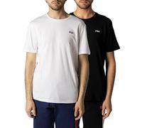 FILA Brod Double Pack Camiseta, Bright White-Black Beauty, L Hombres