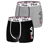 FILA Calzoncillos Hombre Boxer Algodón, Ropa Interior Hombre, Anti-irritación, Cinturón Antideslizante (Lote de 2)