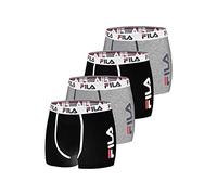 FILA Calzoncillos Hombre Boxer Algodón, Ropa Interior Hombre, Suave, Cinturón Antideslizante (Lote de 4)