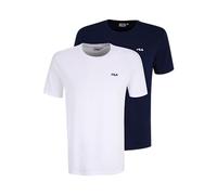 FILA Camiseta para Hombre Brod tee/Double Pack, Blanco Brillante, Azul Medieval, L