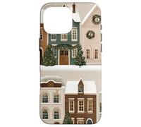 Fila de Casas de Vacaciones Nevadas - Escena acogedora de Pueblo navideño Carcasa para iPhone 16 Pro MAX