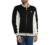 FILA Hombre Chaqueta Deportiva De Béisbol Settanta, Black/Gardenia/Fig/Charcoal, L