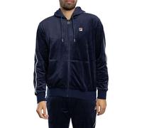 FILA Hombre Sudadera con Capucha Y Cremallera De Terciopelo Italo, Navy/Gardenia, S