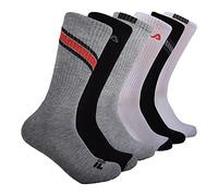 Fila Men's Striped Half Cushion Crew Socks, Grey Multi Chevron, One Size