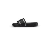 Fila Sandalia deslizante Morro Bay Logo para mujer Negro-Plata