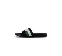 FILA Morro Bay Stripes Slipper Slide Sandal, Black-Posy Green, 44 EU, Black Posy Green, 44 EU