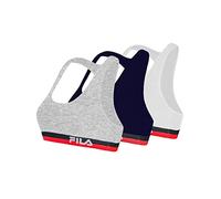 FILA Sujetador Deportivo Mujer algodón, Ropa Deportiva, Gym y Yoga (lote de 3)