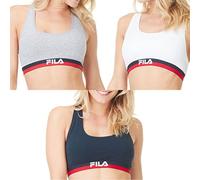 FILA Sujetador Deportivo Mujer algodón, Ropa Deportiva, Gym y Yoga (lote de 3)