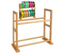 Filament Storage Rack, Rolling Spool Organizer, Two-Tier Shelf Design, Compact Desk Management Solution, Workshop Lab Accessory, for 3D Printer Filament & Consumables Organization,16.5x16.2x7.8 Inches