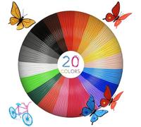 Filamento de impresión 3D AQTAQ PLA de 1,75 mm, 20 colores, filamento de recarga PLA para impresora 3D, adecuado para 100 metros en total, compatible con la mayoría de los bolígrafos de impresión 3D.