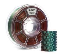Filamento per stampante R3D 3D acido polilattico Seta tricolore, coestrusione, 1,75 mm, 1 kg, stampa ad alta velocità 30-370 mm/s, precisione dimensionale +/- 0,02 mm (Seda Verde-Púrpura-Cobre)