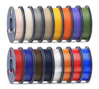 Filamento PETG de 250 g, paquete de 1,75 mm, carrete de 250 g, 16 rollos, blanco, gris, rojo, azul, amarillo, naranja, morado, verde oliva, roble, café marrón, medianoche, transparente, rojo, azul