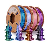 Filamento PLA de seda bicolor doble ERYONE de 1,75 mm, filamento para impresora 3D PLA +/-0,03 mm, 4x250 g/paquete, azul/verde, rosa rojo/azul claro, negro/morado, morado/dorado