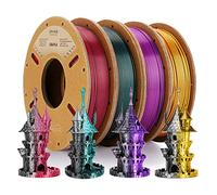 Filamento PLA de seda ERYONE Dual Zweifarbig de 1,75 mm, filamento para impresora 3D PLA +/-0,03 mm, 4x250 g/paquete, negro y verde, negro y rosa, negro y morado, negro y dorado