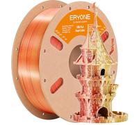 Filamento PLA ERYONE Dual Bicolor 1,75 mm, Filamento para Impresora 3D, Bobina de 1 kg +/- 0,02 mm, Silk Gold & Rotes Kupfer