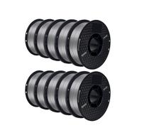 Filamento PLA PETG de 10KG, filamento 3D de 1,75mm for Impresora 3D, 10 Rollos/Juego de Colores y Materiales Mezclados, impresión FDM(10 KG PETG Silver)