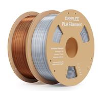 Filamento Silk PLA DEEPLEE, Tolerancia de Precisión +/- 0.02mm, Material de Impresión 3D Compatible con Impresoras FDM, Gris Plateado/Cobrizo2 KG