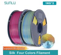 Filamento SUNLU de seda PLA Plus de cuatro colores, 2KG, 1KG, 1,75mm, Pla + Rabinbow, filamento 3D bien herido en cuatro colores para impresora 3D BL PP OR YL