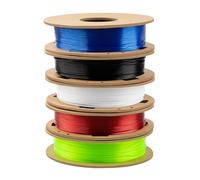 Filamento TPU 1,75 mm Combipack, TINMORRY Filamento para impresora 3D, 200 g x 5 bobinas, negro + blanco + rojo transparente + azul transparente + verde transparente