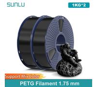 Filamento transparente SUNLU PETG/PETG de 2KG, carrete de 1,75 ±0,02mm y 1kg (2,2 libras), filamento para heridas ordenadamente de alta dureza que se adapta a la mayoría de las impresoras FDM PETG Sky
