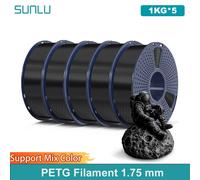 Filamento transparente SUNLU PETG/PETG de 5KG, carrete de 1,75 ±0,02mm y 1kg (2,2 libras), filamento para heridas ordenadamente de alta dureza que se adapta a la mayoría de las impresoras FDM PETG Cle