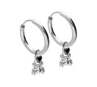 FILANGO 1 par de pendientes de aro de acero quirúrgico, diseño de araña + corazón de cristal, color y tamaño a elegir, 12 mm Innendurchmesser | 1,6 mm Designstärke