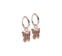FILANGO Pendientes de aro de titanio con diseño de mariposa, color oro rosa, negro, dorado, plateado, Innendurchmesser: 10mm + Designstärke: 1,6mm, Titanio, sin gema
