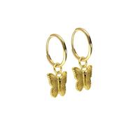 FILANGO Pendientes de aro de titanio con diseño de mariposa, color oro rosa, negro, dorado, plateado, Innendurchmesser: 10mm + Designstärke: 1,6mm, Titanio, sin gema