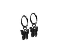 FILANGO Pendientes de aro de titanio con diseño de mariposa, color oro rosa, negro, dorado, plateado, Innendurchmesser: 10mm + Designstärke: 1,6mm, Titanio, sin gema