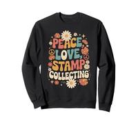 Filatelista 60s 70s Hippie Retro Peace Love Sello Colección Sudadera