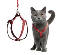 Filbert Juego de arnés y correa para gatos con tira reflectante, arnés para gatos a prueba de escape con correa para gato, arnés de viaje ajustable para gatos, arnés para gatos para caminar y