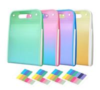 File Folders - 4 Pieces Accordion Binder Organizer, 13 Pocket Expanding Document Storage Case, Lightweight Portable Filing System, Secure Closure Sorting Accessory | Home School College Student