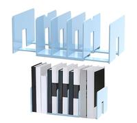 File Organizer - Adjustable Holder for Desk Organization, 2-Piece 5-Section Rack with Sturdy Construction and Expandable Design, Document Organizer for Paper Book Office School Transparent, Blue
