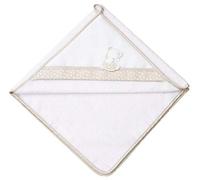 Filet - Albornoz triángulo para recién Nacidos | Suave Rizo de algodón | con Inserciones de Tela Aida para Bordar - Blanco, Beige