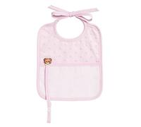 Filet - Babero de Suave Tejido 3D Efecto Lunares con Chupete y Bolsillo de Aida para Bordar, Ideal para Recién Nacidos, 100% Made in Italy, Color Rosa y Blanco