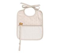 Filet - Babero de Suave Tejido de Lunares 3D con Chupete y Bolsillo de Aida para bordar, Ideal para Recién Nacidos, 100% Made in Italy, Color Beige y Blanco