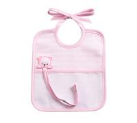 Filet - Babero de Tejido Suave con Chupete y Bolsillo de Lona Aida para Bordar, Ideal para Recién Nacidos, 100% Made in Italy, Color Rosa y Blanco