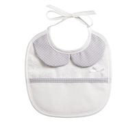 Filet - Babero Recién Nacido en Suave Tejido Blanco y Cuello Rosa, Bolsillo en Tela Aida por Bordar, Protege los Vestidos Contra Comida, Regurgitación y Salivación
