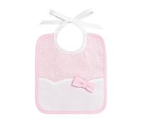 Filet - Babero Suave, Hecho Totalmente De Algodón Suave con Inserto de Tela Aida para Bordar, Ideal para Bebés y Primera Infancia, 100% Made in Italy, Color Rosa y Blanco