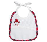 Filet - Baby Embroidered Christmas Bib in Soft Cotton, Embroidered with Santa Claus Gnome, 18 x 22 cm, Made in Italy, One Size, Unisex Baby, white, One Size