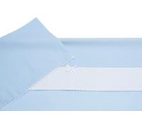 Filet - Juego de sábanas para cochecito de bebé de 3 piezas de color liso azul, 1 sábana bajera con esquinas, 1 sábana encimera con banda de tela Aida para bordar y 1 funda de almohada, Made in Italy,