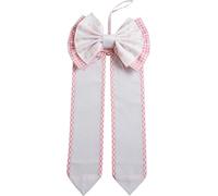 FILET - Lazo de nacimiento con banda de tela Aida para bordar, realizado en algodón estampado a cuadros y pequeñas estrellas multicolores, fabricado en Italia, 24 x 46 cm, color rosa